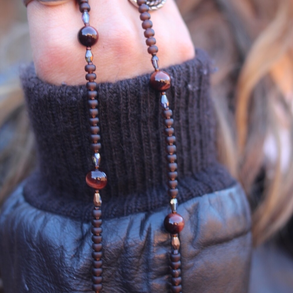 "Bloodmoon" Red Tiger's Eye Sunglasses / Eyeglasses Chain